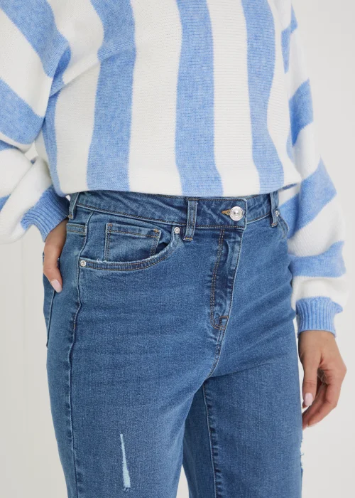 Ava Mid Wash Ripped Mom Jeans - Size 08 29 leg Image 3