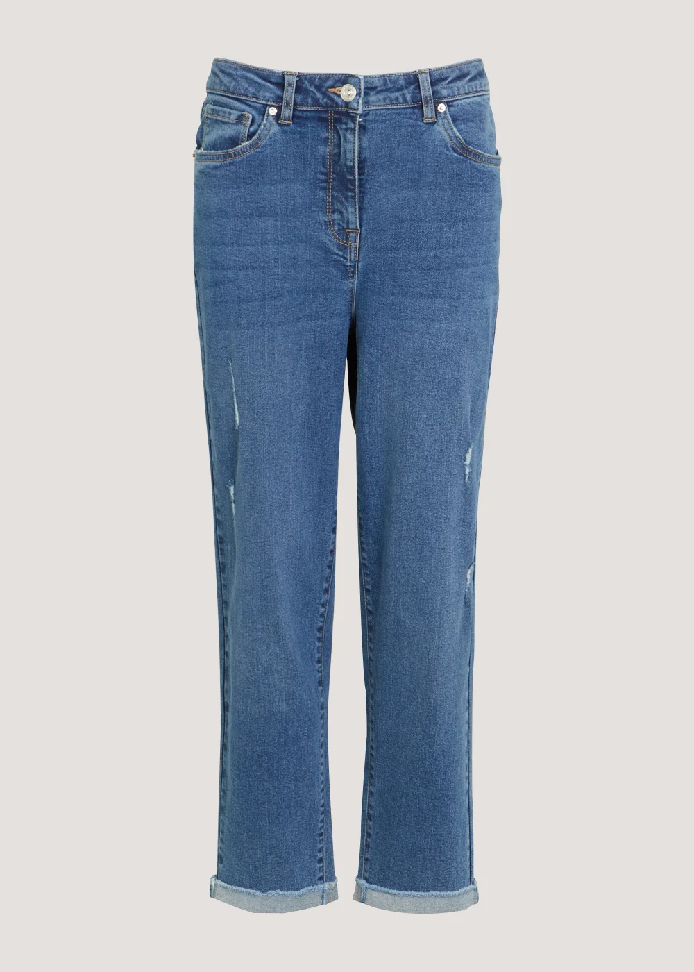 Ava Mid Wash Ripped Mom Jeans - Size 08 29 leg Image 5