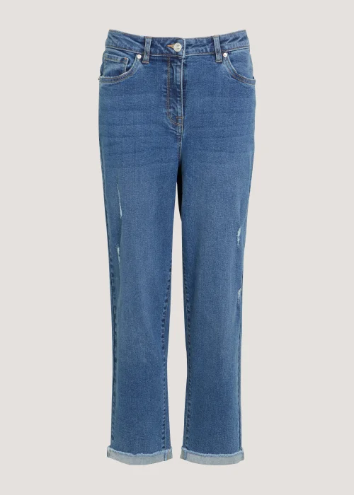 Ava Mid Wash Ripped Mom Jeans - Size 08 29 leg Image 5