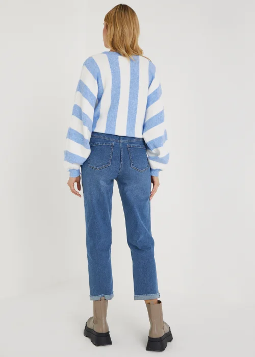 Ava Mid Wash Ripped Mom Jeans - Size 08 29 leg Image 4