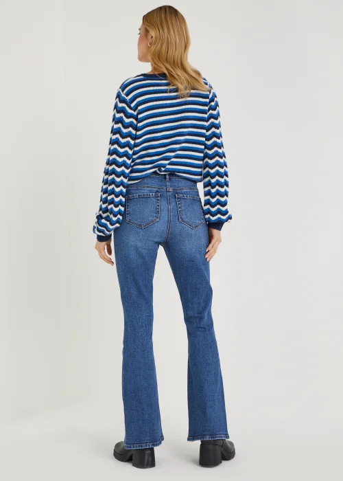 Mid Wash Skinny Flared Jeans - Size 8 Image 3