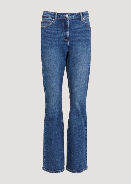 Mid Wash Skinny Flared Jeans - Size 8 Image 2