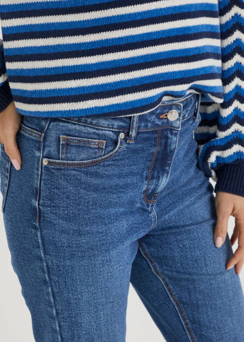 Mid Wash Skinny Flared Jeans - Size 8 Image 5