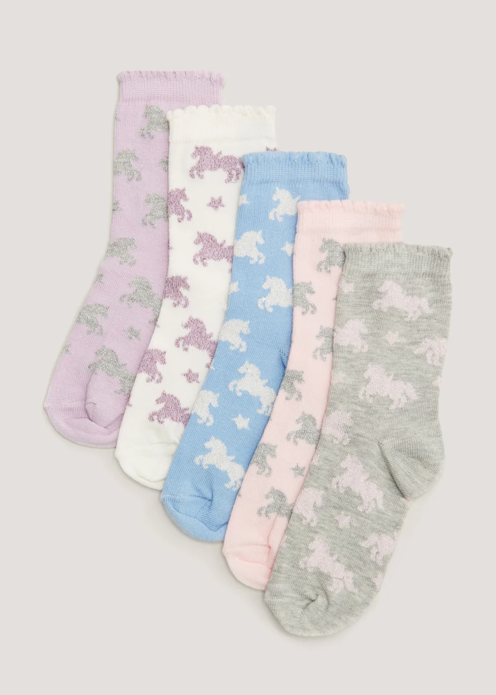Kids 5 Pack Unicorn Ankle Socks (Younger 6 -Older 5.5) - Sizes 6 - 8.5 Image 1
