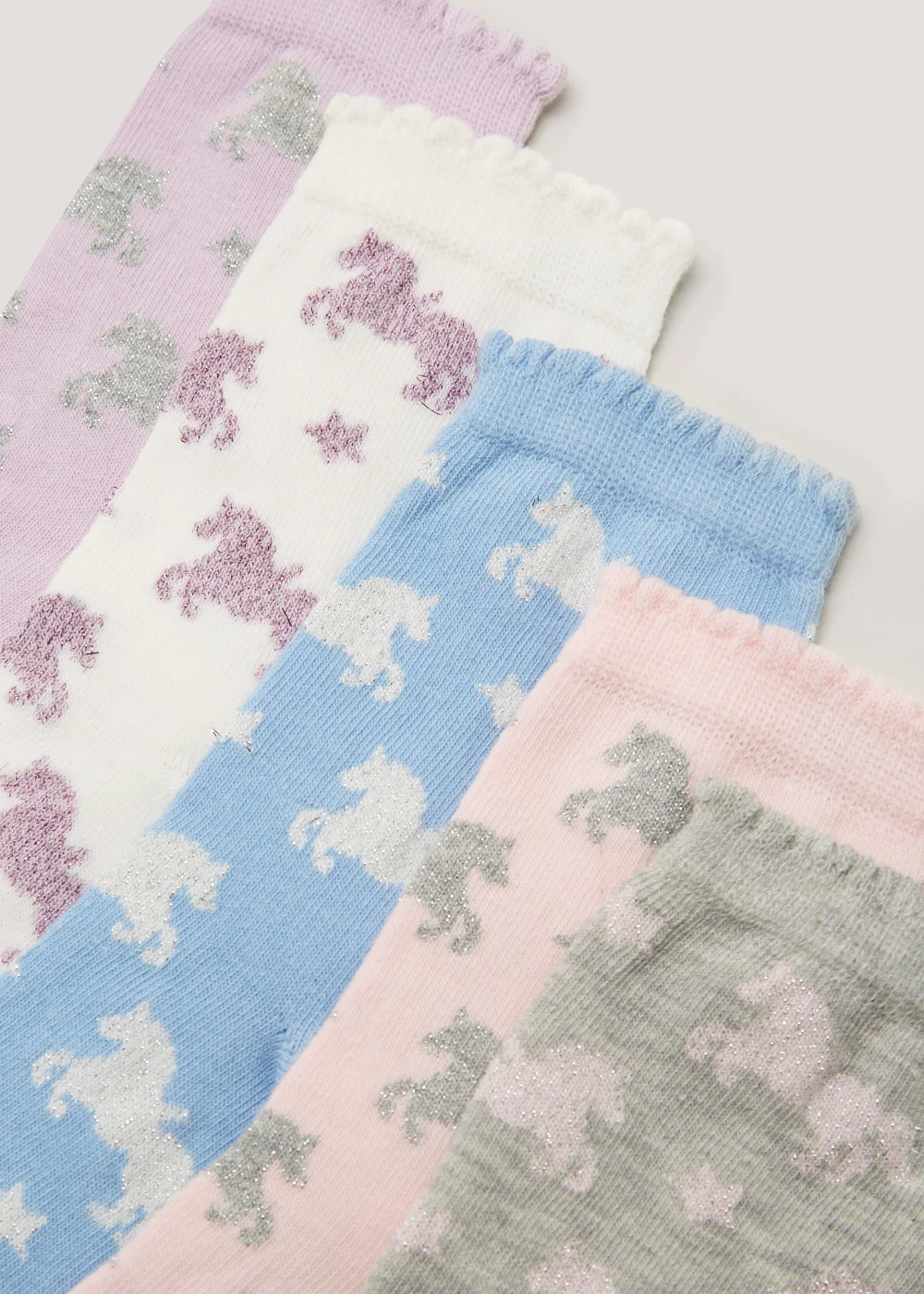 Kids 5 Pack Unicorn Ankle Socks (Younger 6 -Older 5.5) - Sizes 6 - 8.5 Image 2