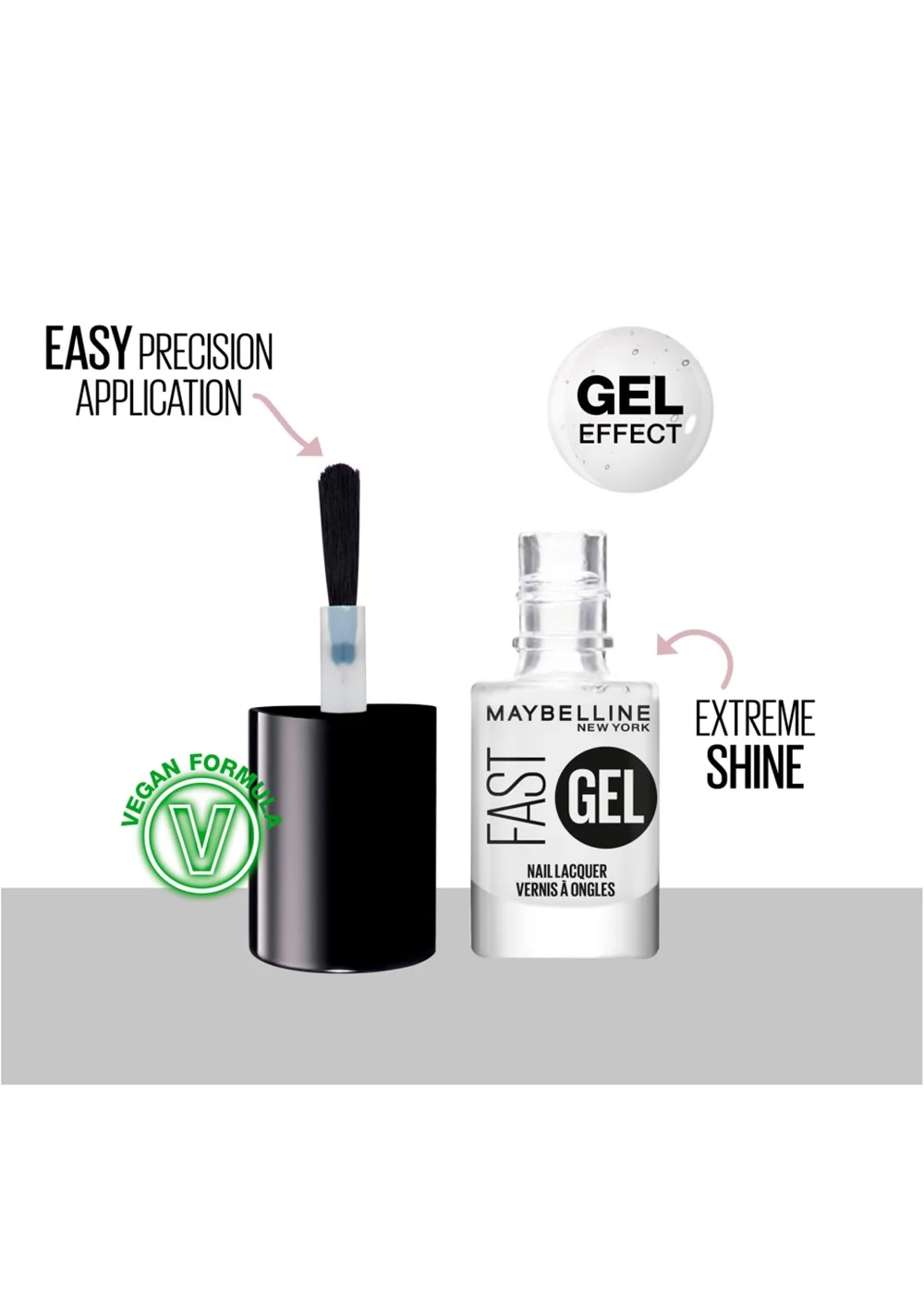 Maybelline Fast Gel Nail Varnish - Top Coat (7ml) Image 2