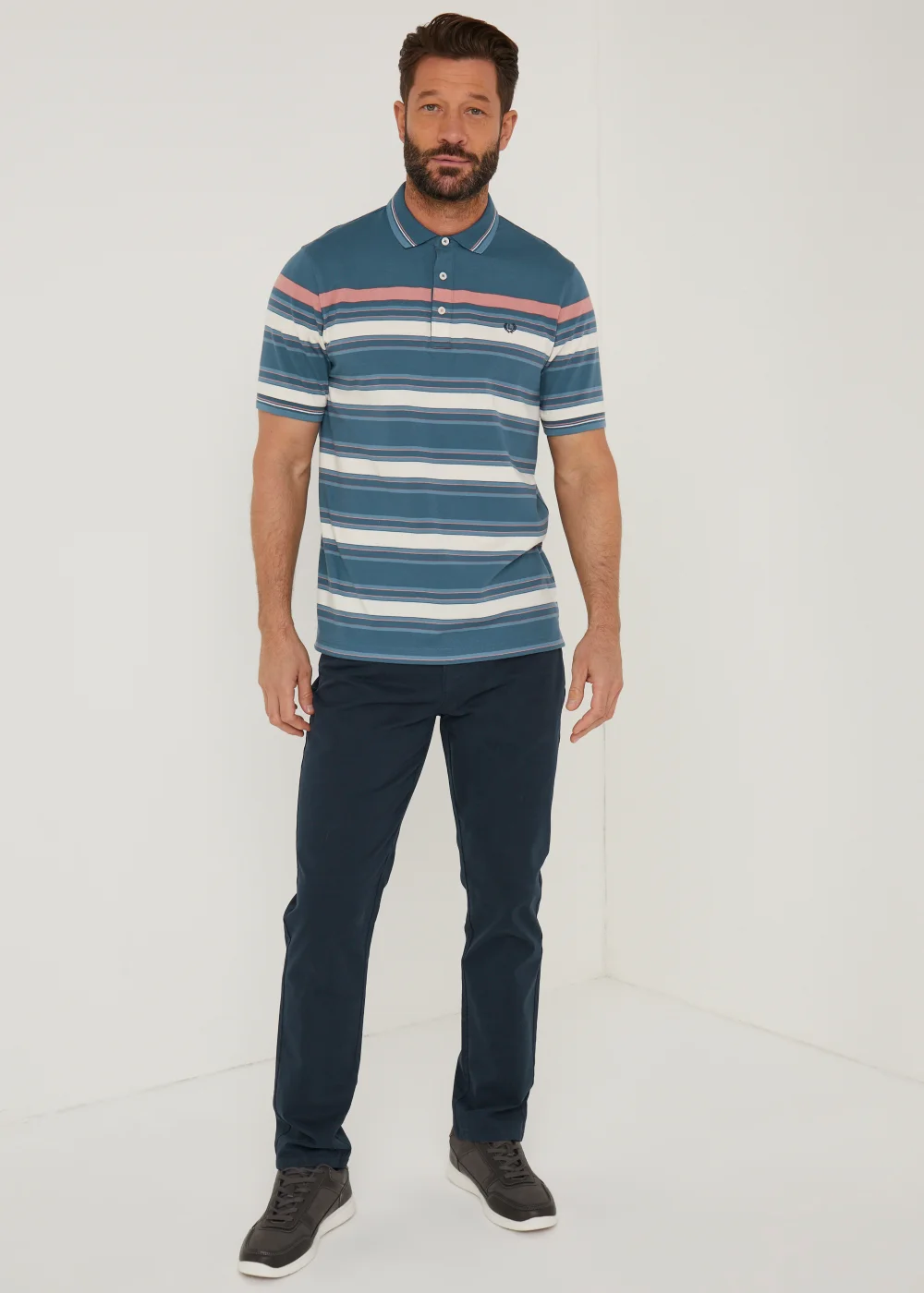 Lincoln Blue Stripe Oxford Polo Shirt - S Image 4