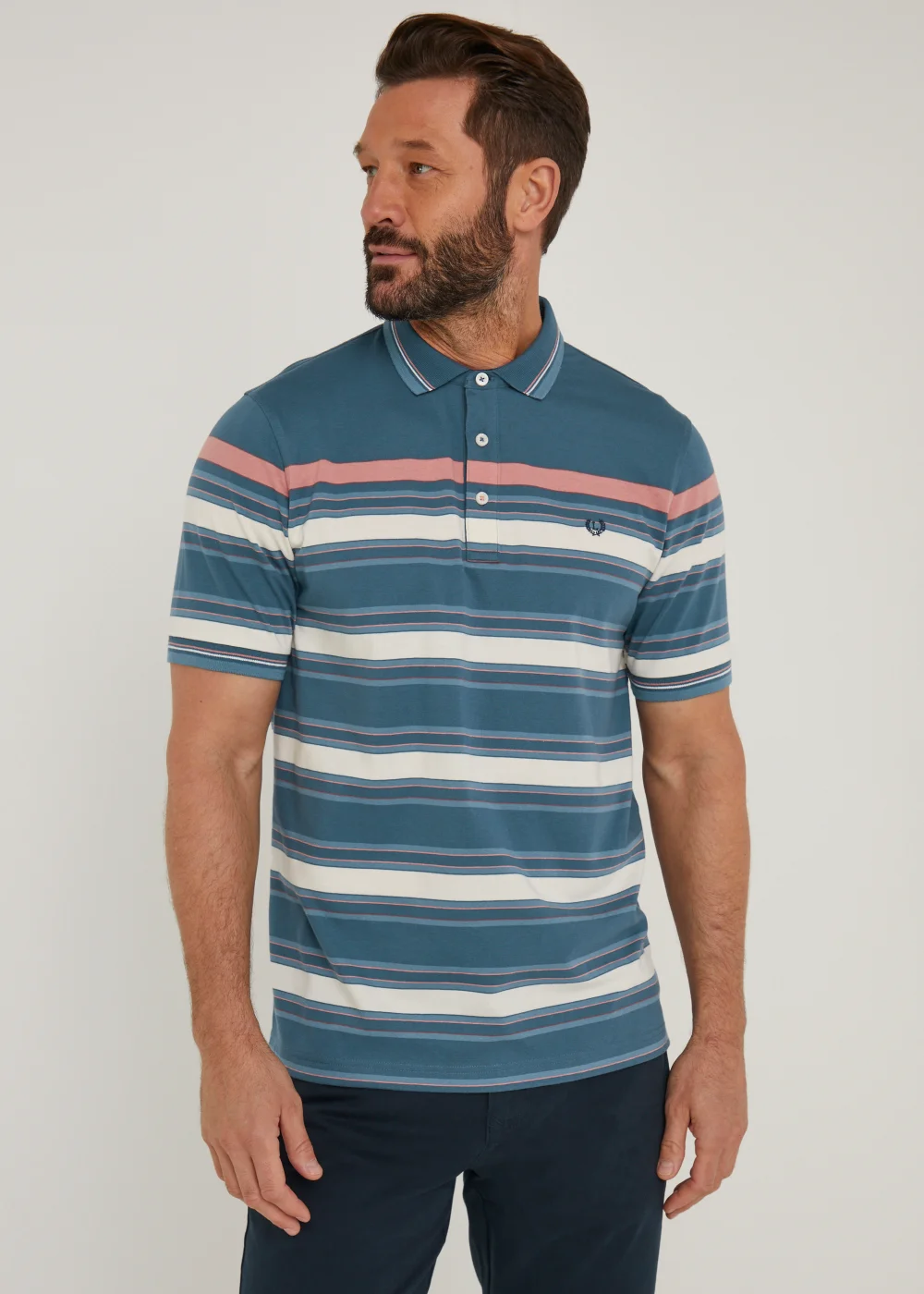 Lincoln Blue Stripe Oxford Polo Shirt - S Image 1
