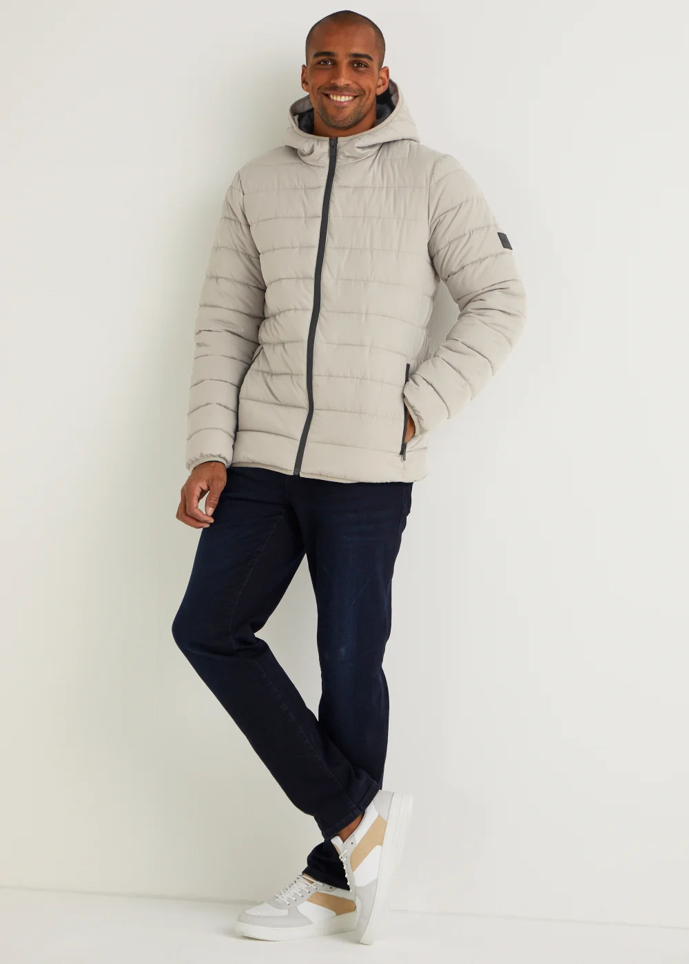 Taupe Hooded Packable Puffer Jacket - S Image 2
