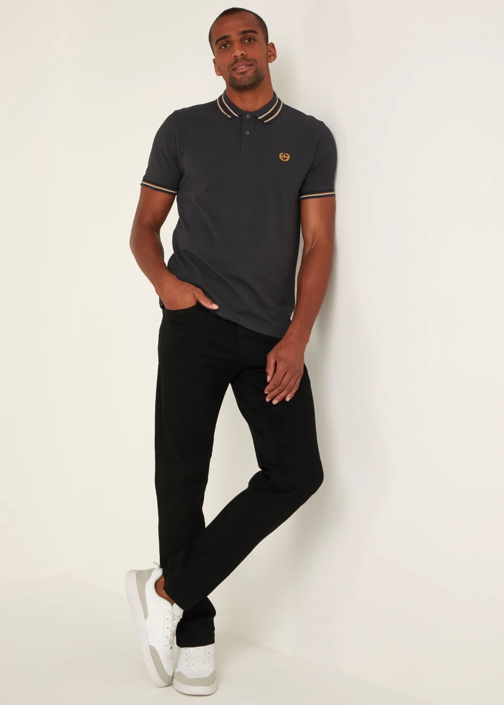 Black Tipped Polo Shirt - S Image 2