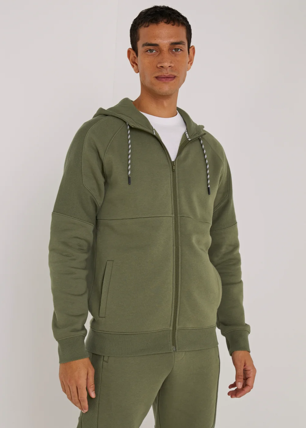 US Athletic Khaki Military Zip Up Hoodie - XS Image 1