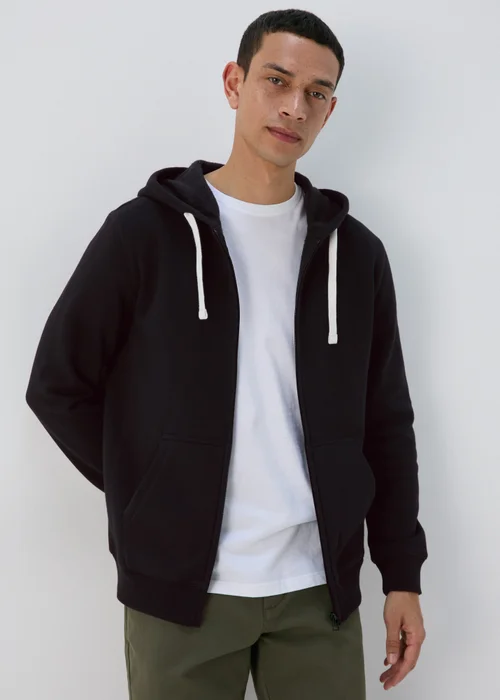 Black Essential Zip Up Hoodie - 2XL Image 1