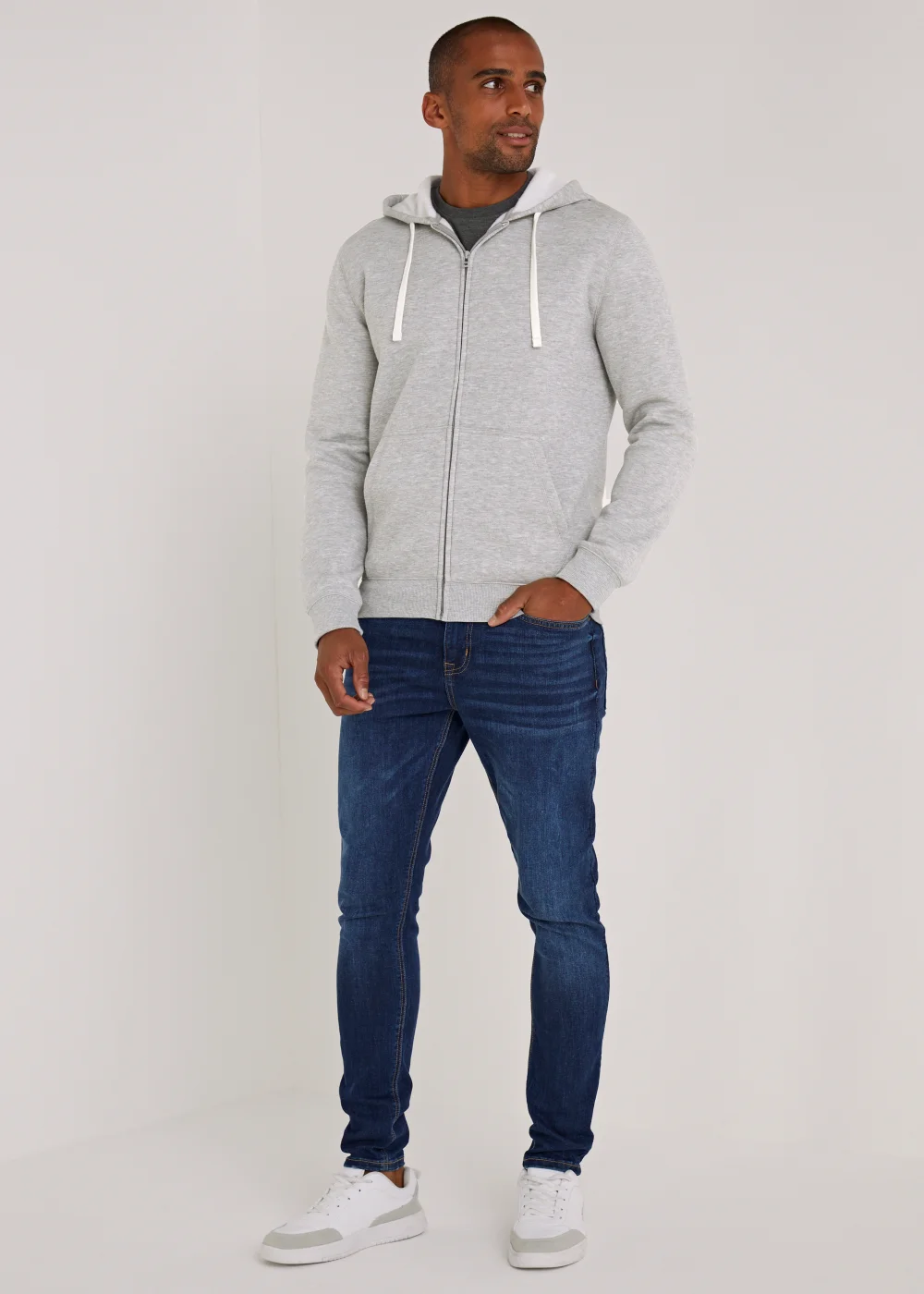 Grey Essential Zip Up Hoodie - S Image 1