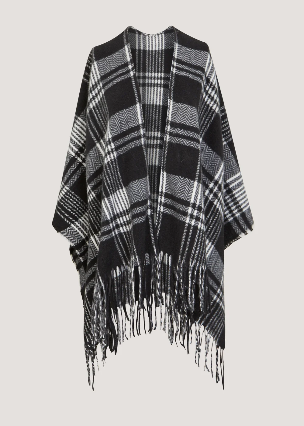 Black Large Border Print Shawl - One Size Image 1