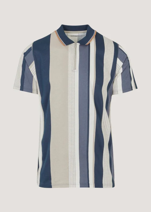 Multicoloured Stripe Half Zip Polo Shirt - S Image 4