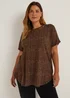 Papaya Curve Brown Metal Trim V-Neck Top - Size 18 Image 1