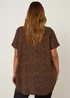 Papaya Curve Brown Metal Trim V-Neck Top - Size 18 Image 5