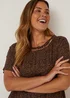 Papaya Curve Brown Metal Trim V-Neck Top - Size 18 Image 4