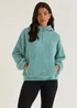 Green Half Zip Borg Hoodie - Small Image 1