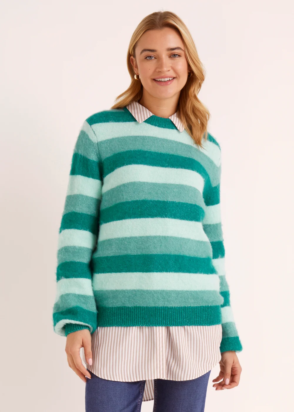 Green Stripe Jumper - S Image 1