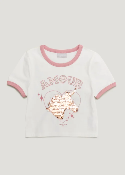 Kids Pink Unicorn T-Shirt (4-13yrs) - Age 4 Years Image 1