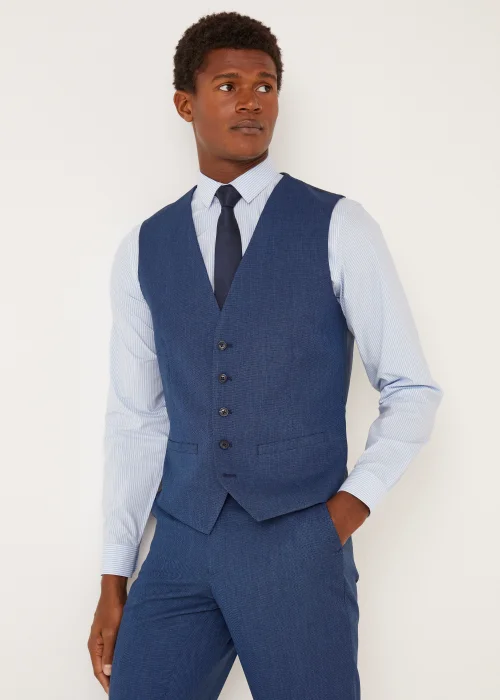 Taylor & Wright Douglas Blue Tailored Fit Suit Waistcoat - Small Image 1