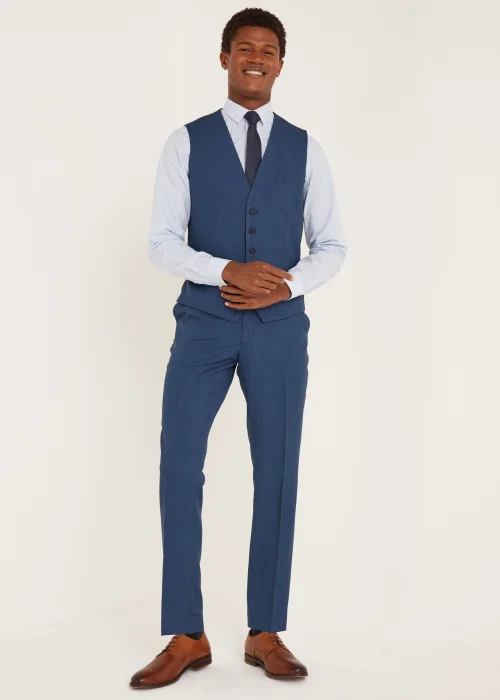 Taylor & Wright Douglas Blue Tailored Fit Suit Waistcoat - Small Image 4