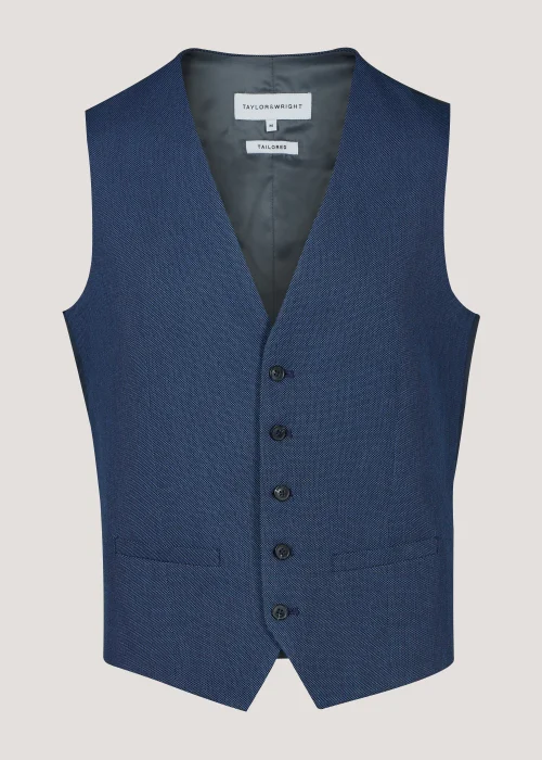 Taylor & Wright Douglas Blue Tailored Fit Suit Waistcoat - Small Image 6