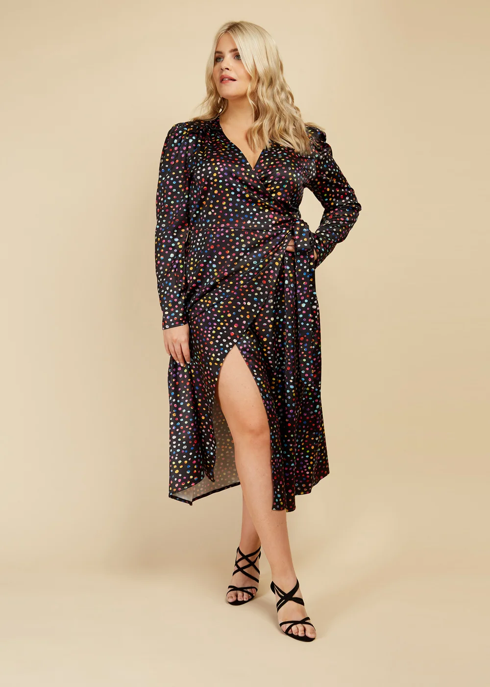 Little Mistress Black Spot Midaxi Dress - Size 12 Image 5