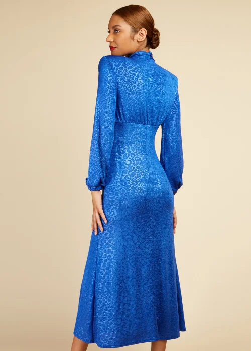 Little Mistress Blue Leopard Print Midaxi Dress - Size 10 Image 3