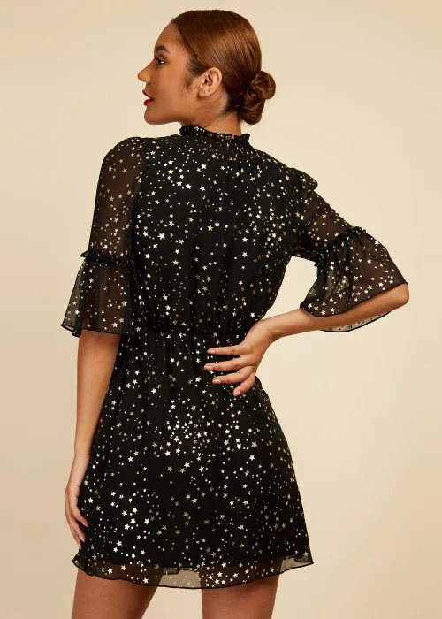 Little Mistress Black Star Print Mini Dress - 10 Image 3