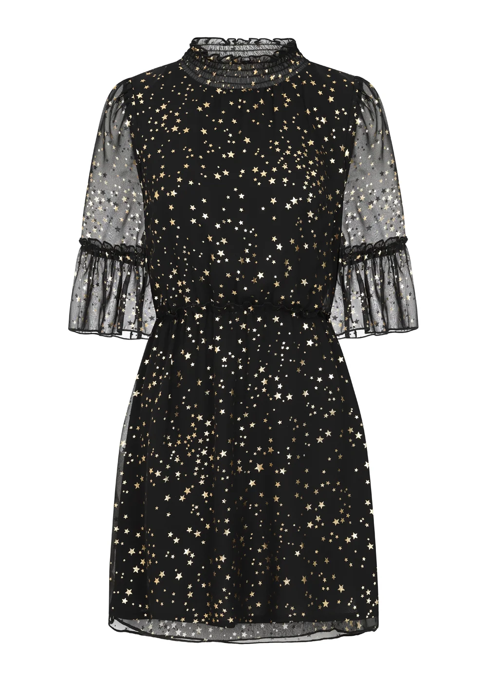 Little Mistress Black Star Print Mini Dress - 10 Image 2