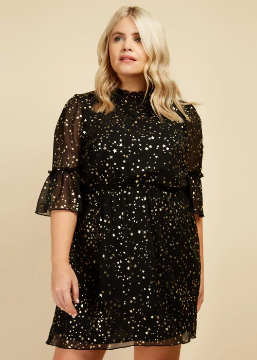 Little Mistress Black Star Print Mini Dress - 10 Image 4