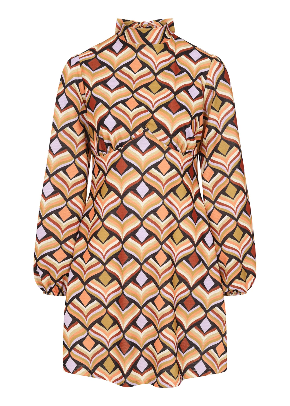 Girls on Film Brown Geo Print Mini Dress - 10 Image 2
