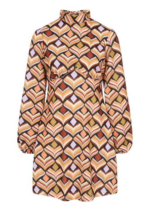 Girls on Film Brown Geo Print Mini Dress - 10 Image 2