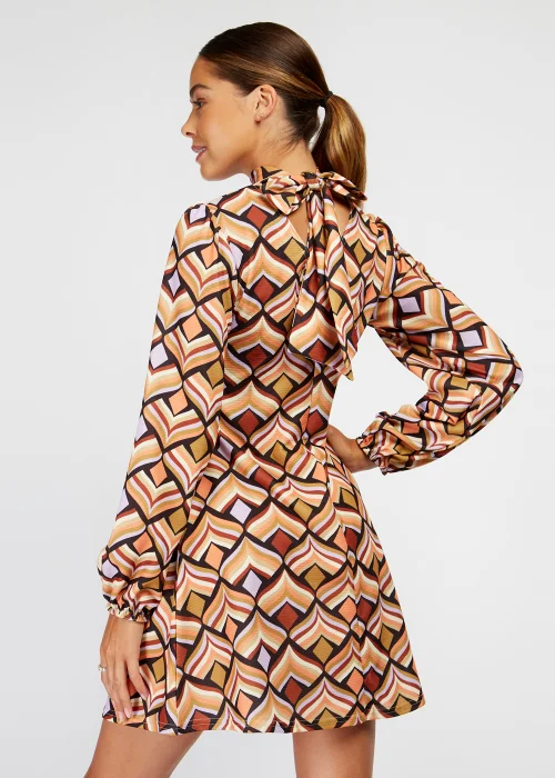 Girls on Film Brown Geo Print Mini Dress - 10 Image 3