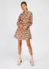 Girls on Film Brown Geo Print Mini Dress - 10 Image 4