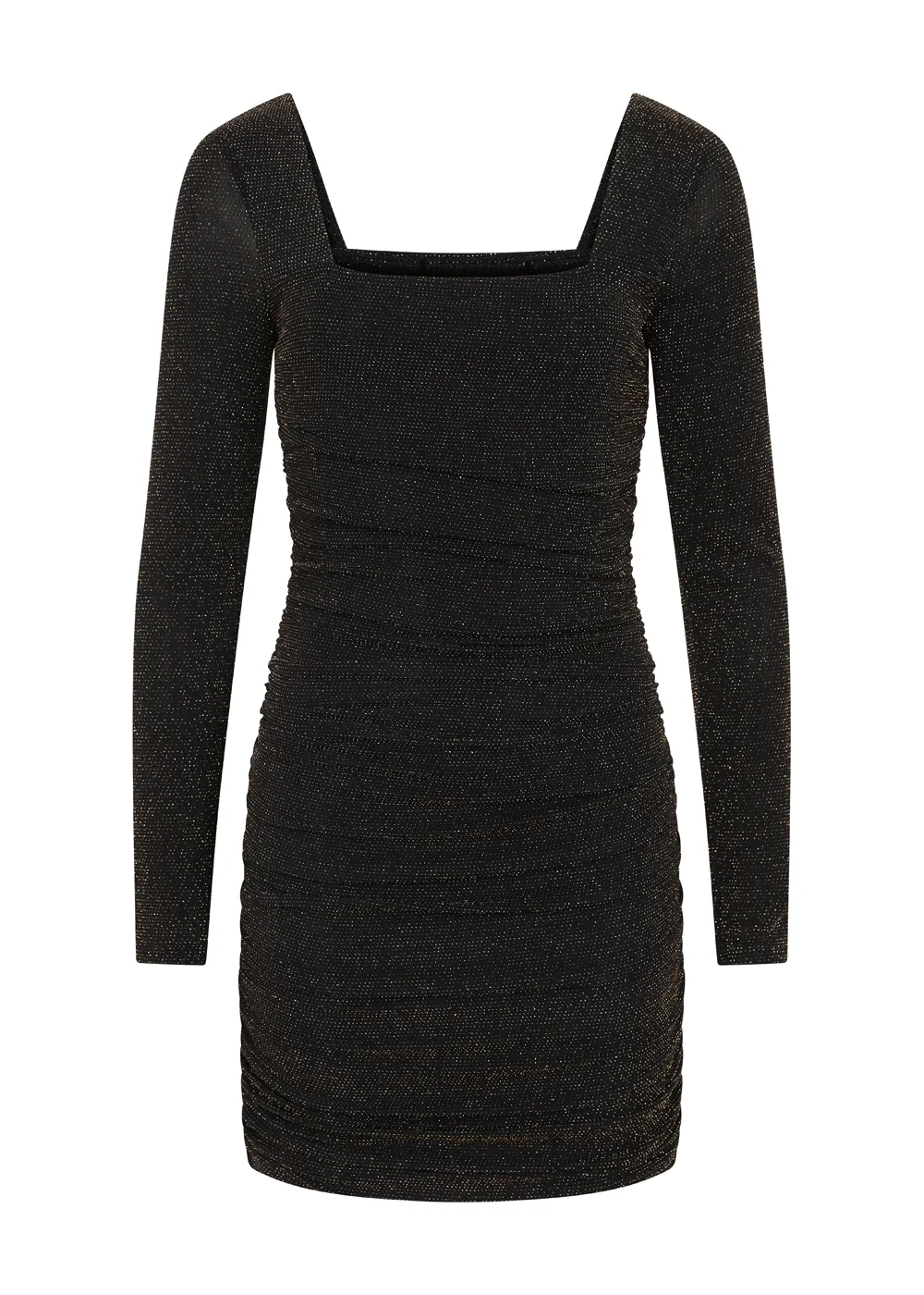 Girls on Film Black Sparkle Ruched Mini Dress - 10 Image 5