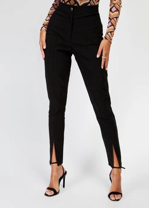 Girls on Film Black Slit Trousers - Size 6 Image 1