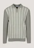 Grey & White Stripe Long Sleeve Polo Shirt - S Image 5