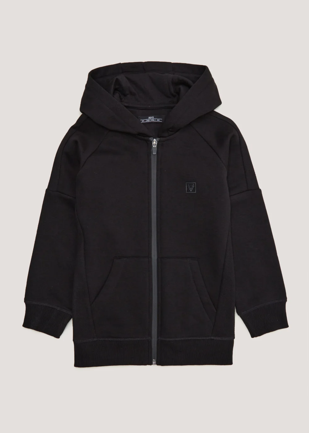 Boys Black Waffle Zip Up Hoodie (4-15yrs) - 4 Yrs Image 1