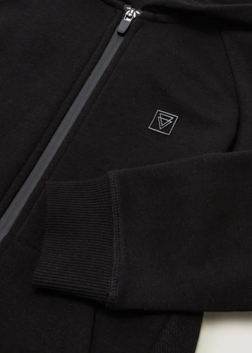 Boys Black Waffle Zip Up Hoodie (4-15yrs) - 4 Yrs Image 2