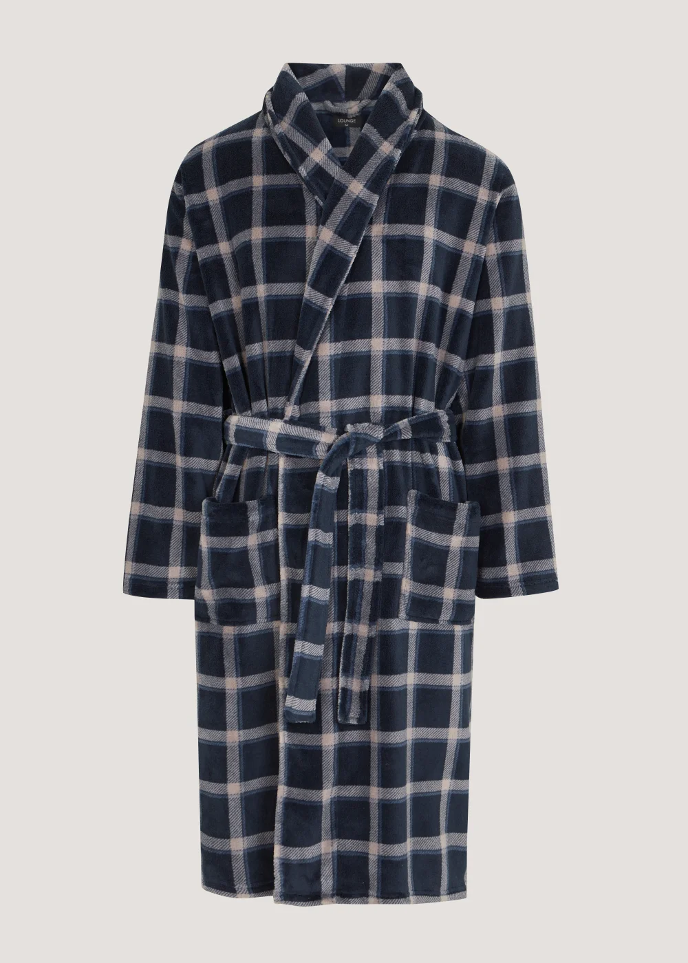 Navy Check Dressing Gown - Small Image 2