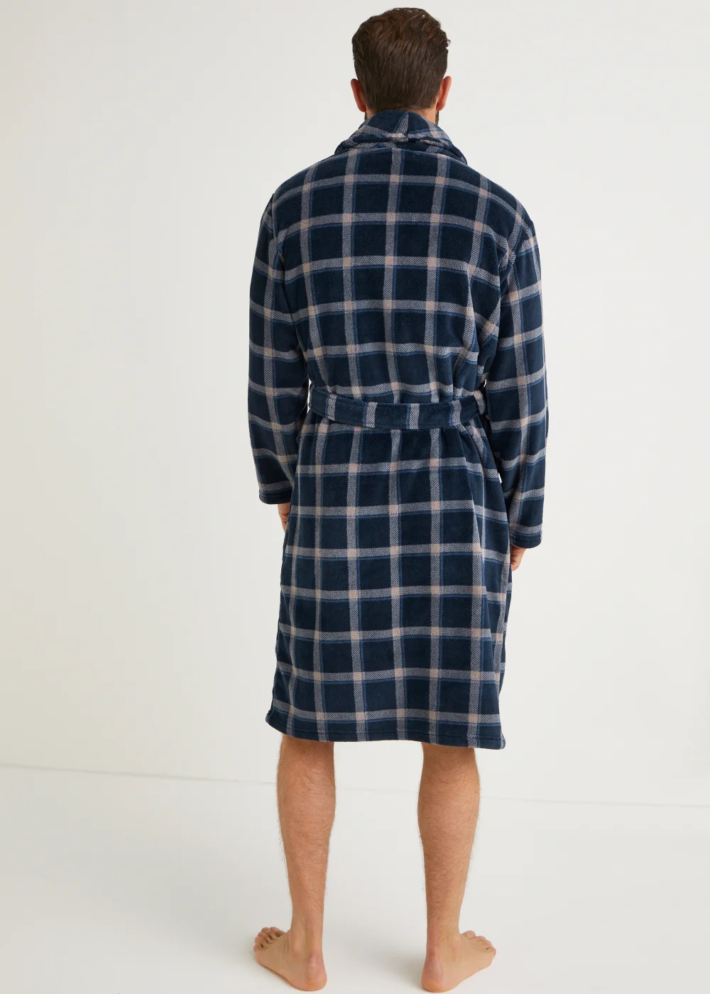 Navy Check Dressing Gown - Small Image 3