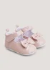 Pink Bow Soft Sole Baby Shoes (Newborn-18mths) - Age 0 - 3 Months Image 1