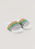 Girls White Rainbow Diamante Sliders (Younger 10-Older 5) - Size 10 Infants Image 1