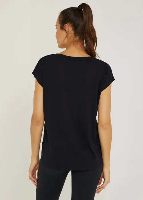 Souluxe Black V-Neck Textured Sports T-Shirt - S Image 3