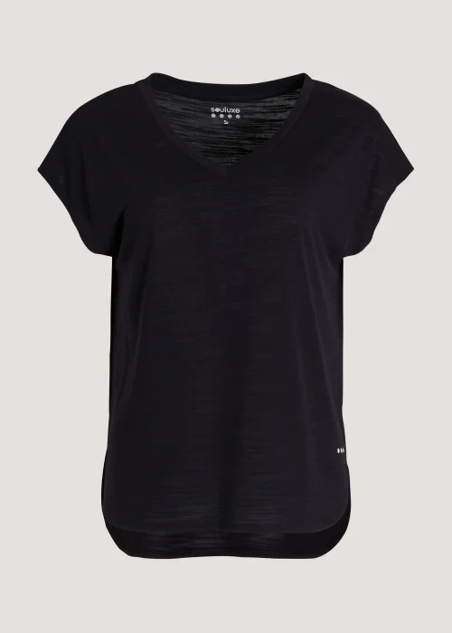 Souluxe Black V-Neck Textured Sports T-Shirt - S Image 4