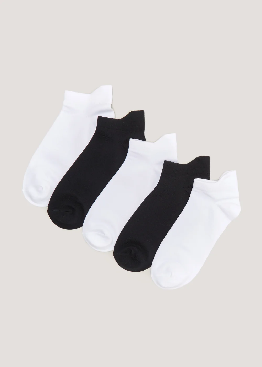 5 Pack Black & White Microfibre Trainer Socks - One Size Image 1