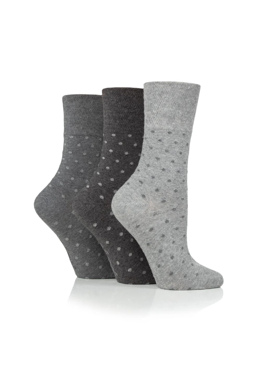 3 Pack Gentle Grip Grey Spot Socks - One Size Image 1
